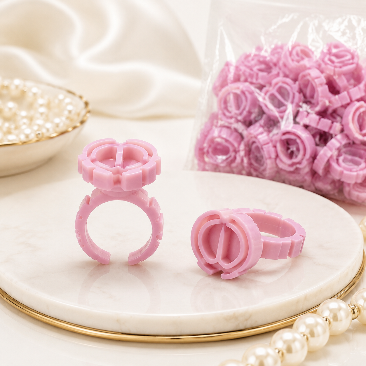 Pink Heart-Shaped Glue Rings